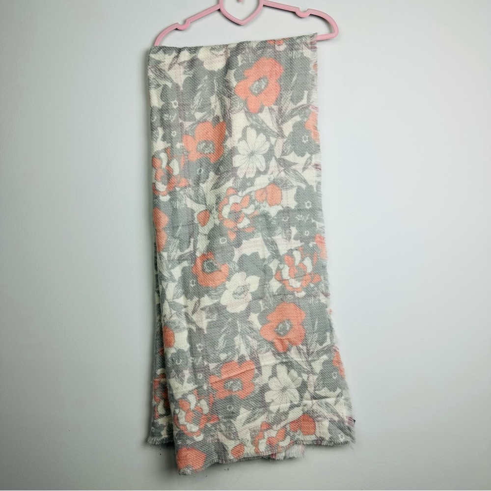 Vince Camuto Soft Multicolor Double sided Floral and Plaid Big Scarf